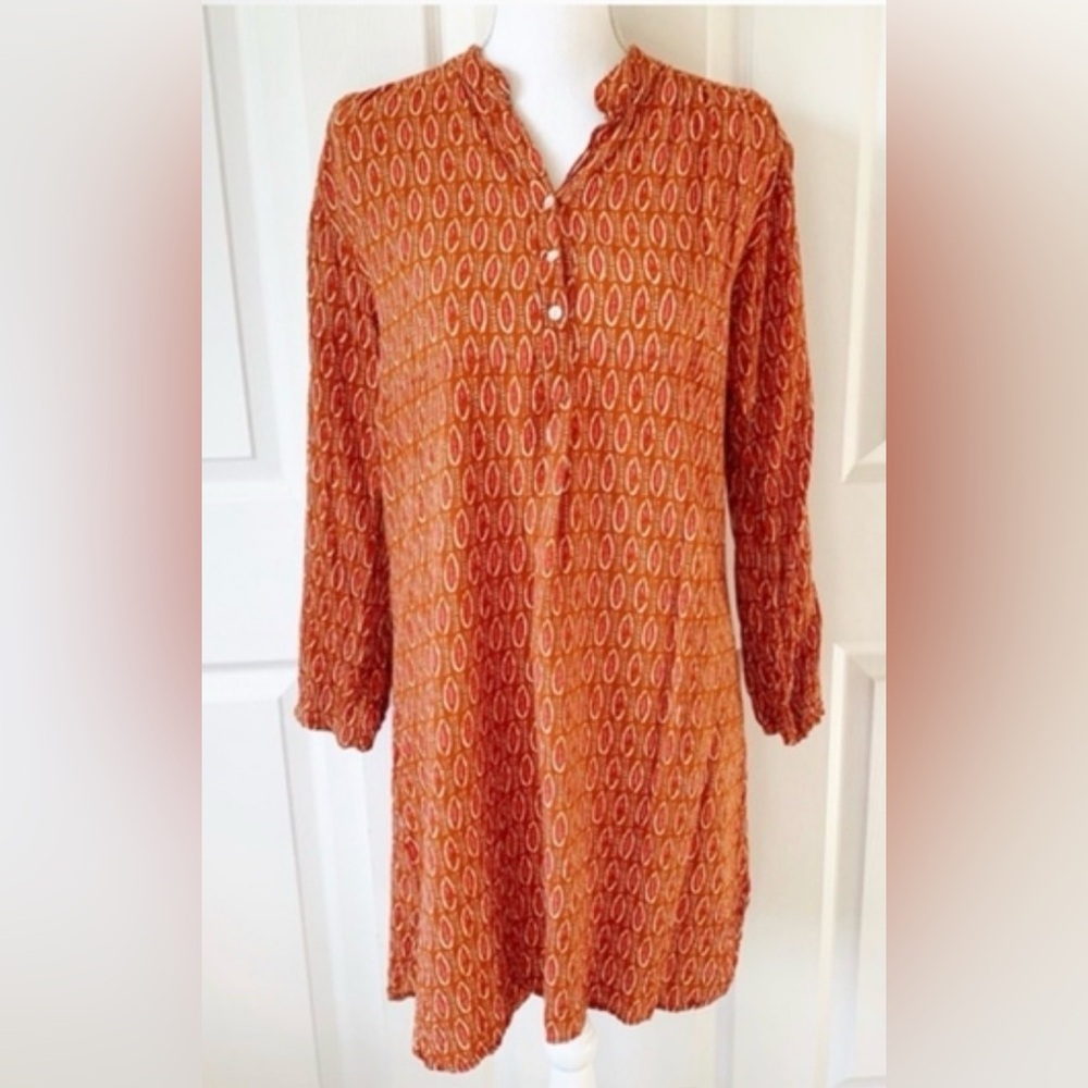 Rock Flower Paper Orange Indian Print
Tunic Top size xl